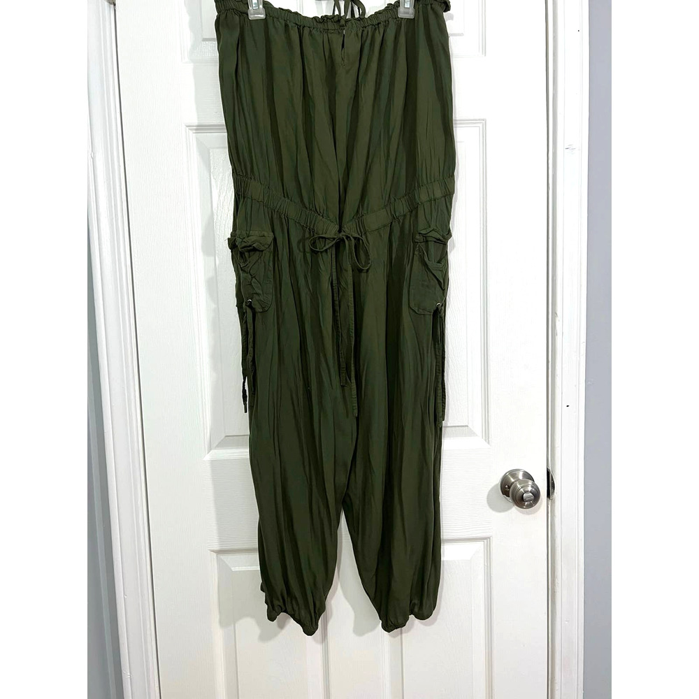 FASHION NOVA WOMEN'S UTILITY STRAPLESS JUMPSUIT SIZE 3X OLIVE